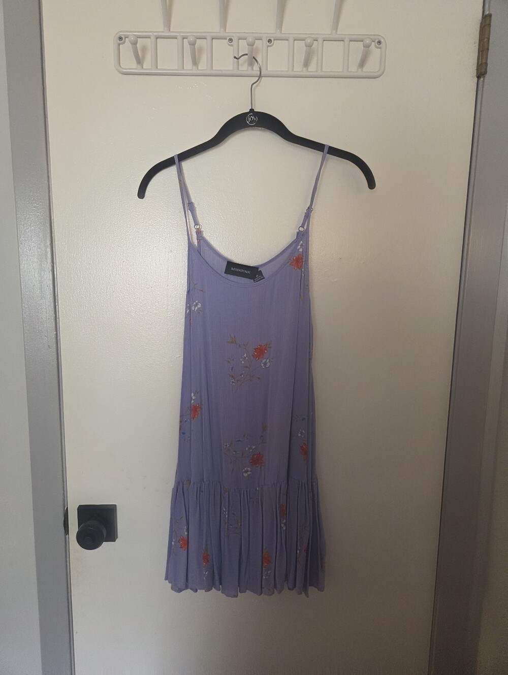 NWT MINKPINK Lavender Periwinkle Floral Drop Waist Ruffle Slip Mini Dress XS